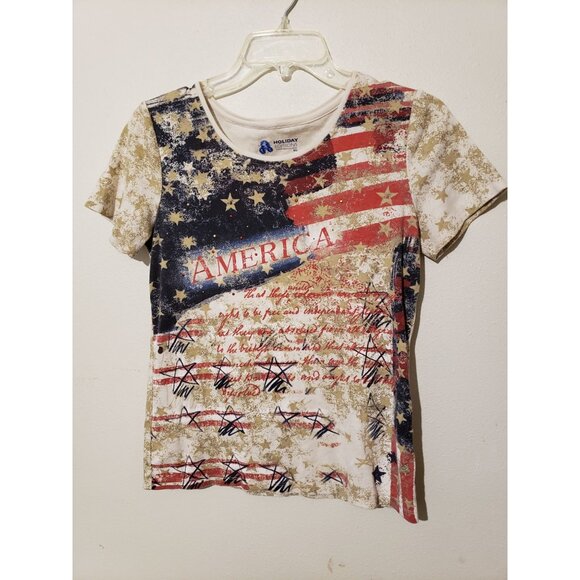 Holiday Edition America, Flag with stars, short sleeve tee, size s - Picture 1 of 4